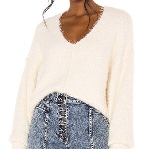fuzzy white free people sweater